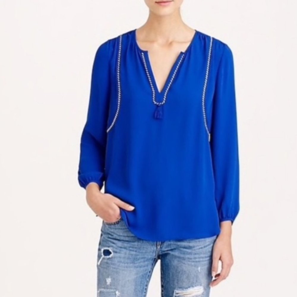 J. Crew Long Sleeve Tassel blouse